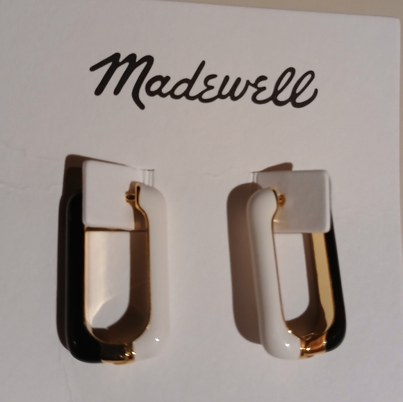๐โค๏ธMadewellโค๏ธ Beautiful Antique Cream Colorblock Hoop Earrings โค๏ธ๐ - Picture 2 of 7